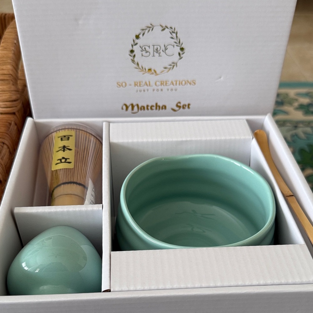 NWT, So-Real Creations Matcha Set - Mint Green Ceramic Bowl & Tools